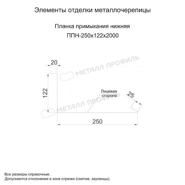 Планка примыкания нижняя 250х122х2000 (ECOSTEEL_MA-01-Сосна-0.5) ― приобрести по приемлемым ценам ― 121 c..